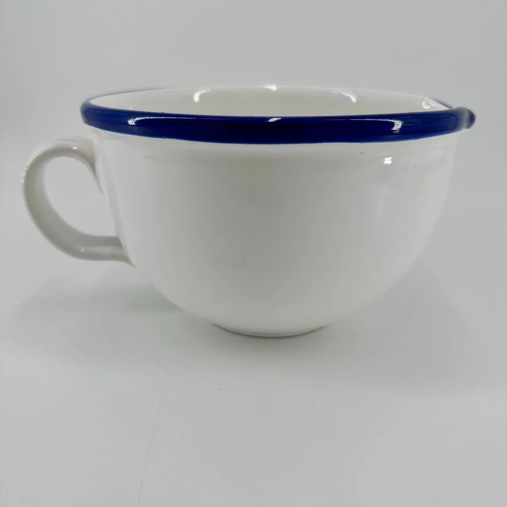 Italy Mid-Century Modern MCM Vintage White‎ Blue Goose Geese Pour Bowl Farmhouse